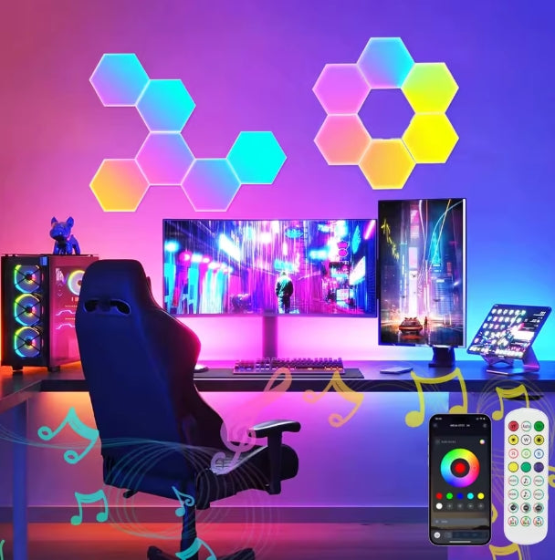 StripGlow HexaGlow Panels – Smart RGB Hexagon Wall Lights (Music Sync + App Control)